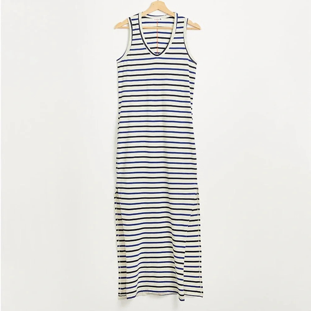 NWT Sundry Striped Sleeveless Maxi Shirt Dress With Slits